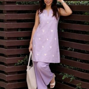 ANNI Designer Kurta Set for Women Cotton Blend Embroidered